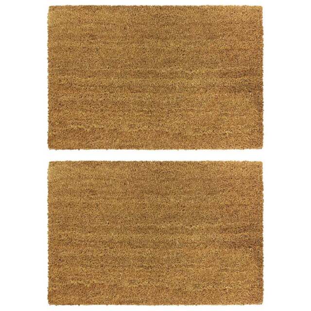 JVL Manor Plain Latex Coir Door Mat 40 x 60cm 2 Pack - Brown - JVL Homewares - Wilko - image 1