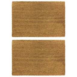 JVL Manor Plain Latex Coir Door Mat 40 x 60cm 2 Pack - Brown - JVL Homewares - Wilko