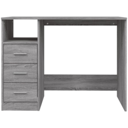 vidaXL 3 Drawer Single Shelf Computer Desk Grey Sonoma - Size: 76 x 102 x 50cm - Wilko - thumbnail 6
