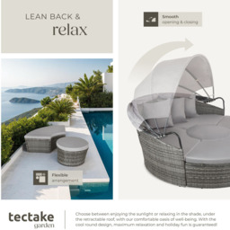 tectake Santorini Grey Sun Lounger with Shade Canopy - Size: 136 x 171 x 175cm - Wilko - thumbnail 5