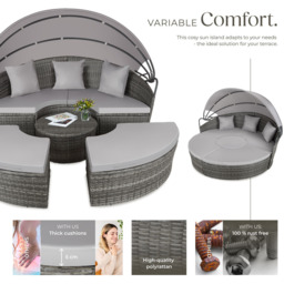 tectake Santorini Grey Sun Lounger with Shade Canopy - Size: 136 x 171 x 175cm - Wilko - thumbnail 4