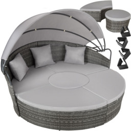 tectake Santorini Grey Sun Lounger with Shade Canopy - Size: 136 x 171 x 175cm - Wilko - thumbnail 3