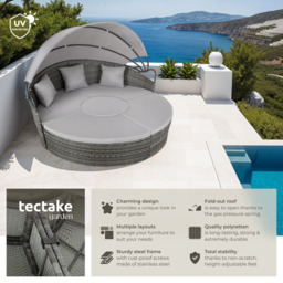 tectake Santorini Grey Sun Lounger with Shade Canopy - Size: 136 x 171 x 175cm - Wilko - thumbnail 7