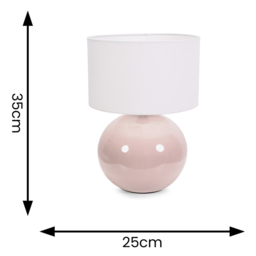 ValueLights Bosco Natural Stone White Fabric Shade Ceramic LED Table Lamp - Size: 35 x 25 x 25cm - Cream - Wilko - thumbnail 5