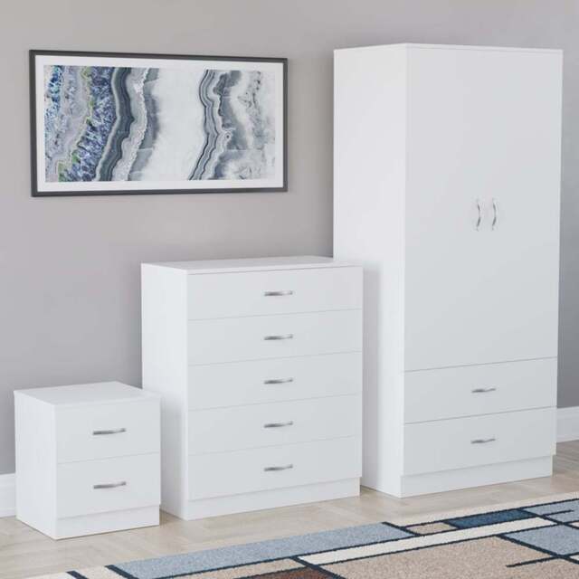 Vida Designs Riano White 3 Piece Bedroom Furniture Set - Wilko - image 1