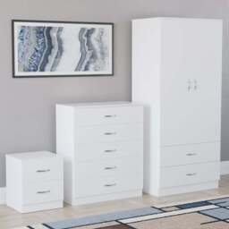 VIDA DESIGNS Riano White 3 Piece Bedroom Furniture Set - Wilko