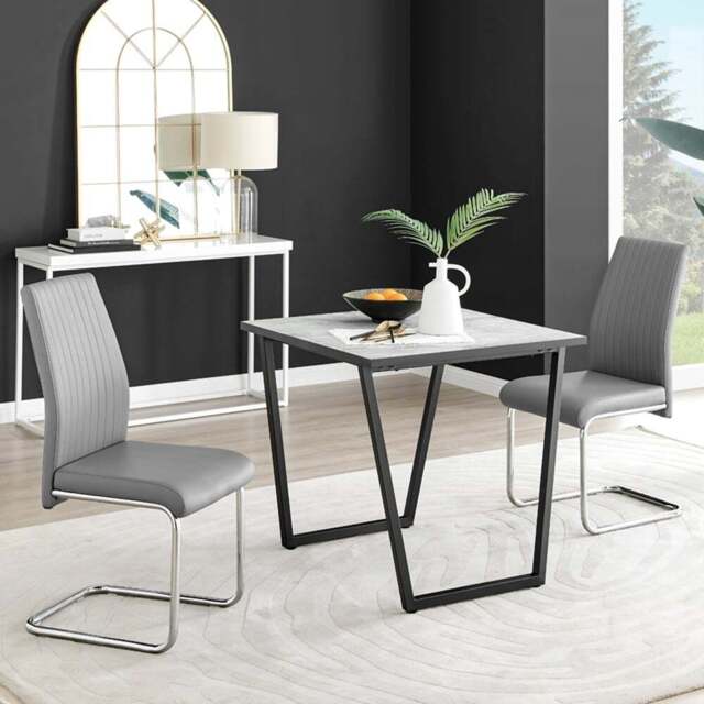 Furniturebox Copeland Fontana Marble Effect 2 Seater Dining Set White Grey and Chrome - Wilko - image 1