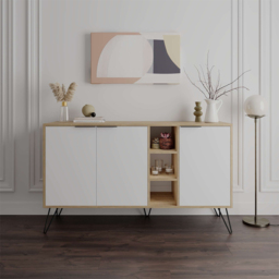 Decortie Clara Oak and White Console Sideboard Display Unit - Multi - Wilko - thumbnail 5