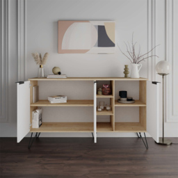 Decortie Clara Oak and White Console Sideboard Display Unit - Multi - Wilko - thumbnail 4