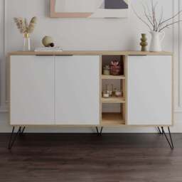 Decortie Clara Oak and White Console Sideboard Display Unit - Multi - Wilko - thumbnail 1