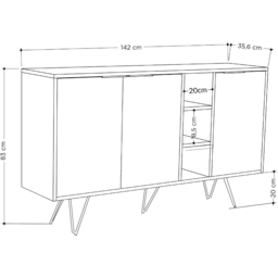 Decortie Clara Oak and White Console Sideboard Display Unit - Multi - Wilko - thumbnail 7
