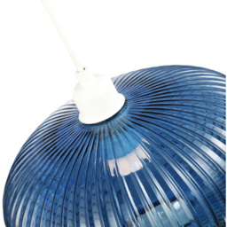 Happy Homewares Designer Navy Midnight Blue Line Ribbed Glass Oval Pendant Shade - Size: 17 x 30 x 30cm - Wilko - thumbnail 6