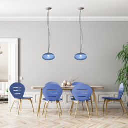 Happy Homewares Designer Navy Midnight Blue Line Ribbed Glass Oval Pendant Shade - Size: 17 x 30 x 30cm - Wilko - thumbnail 3
