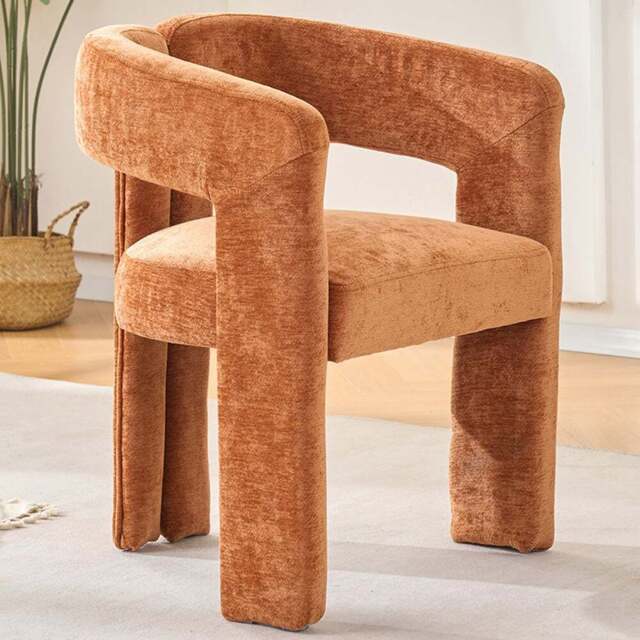 Living and Home Orange Chenille Upholstered Accent Chair - Size: Single - Wilko - image 1