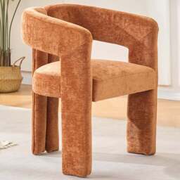Living and Home Orange Chenille Upholstered Accent Chair - Size: Single - Wilko