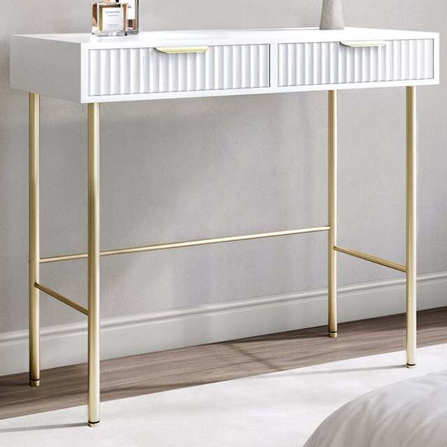 CARME Home Maya White 2 Drawer Dressing Table - Size: 30 x 51 x 108cm - Wilko - image 1