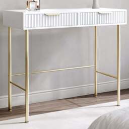 CARME Home Maya White 2 Drawer Dressing Table - Size: 30 x 51 x 108cm - Wilko