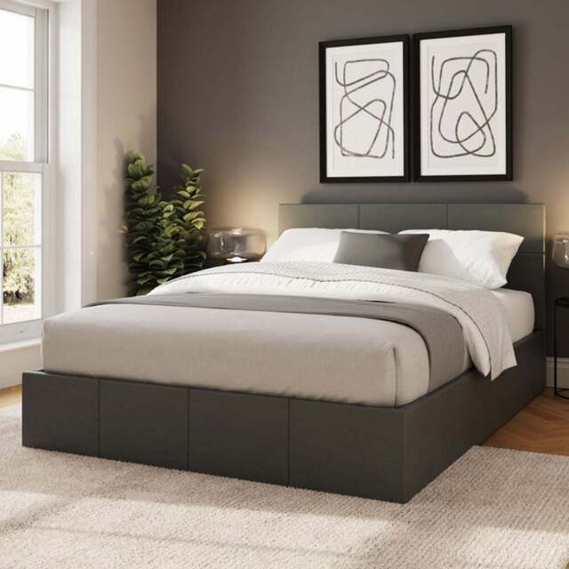 GFW King Size Grey End Lift Ottoman Bed - Wilko - image 1