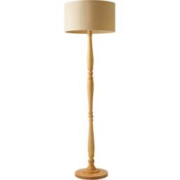 ValueLights Victoria Cream Fabric Drum Shade Light Wood Traditional Stem LED Floor Lamp - Size: 157 x 45 x 45cm - Wilko