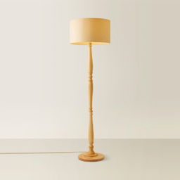 ValueLights Victoria Cream Fabric Drum Shade Light Wood Traditional Stem LED Floor Lamp - Size: 157 x 45 x 45cm - Wilko - thumbnail 6