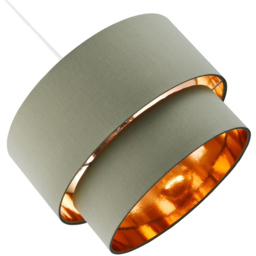 Happy Homewares Olive Green Cotton Double Tier Shiny Copper Inner Pendant Shade - Size: 20 x 30 x 30cm - Wilko - thumbnail 6