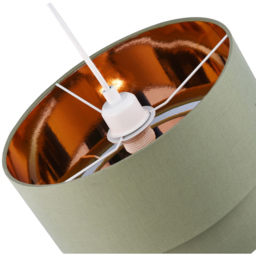 Happy Homewares Olive Green Cotton Double Tier Shiny Copper Inner Pendant Shade - Size: 20 x 30 x 30cm - Wilko - thumbnail 5