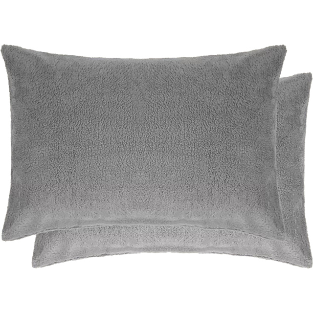 Silver Teddy Fleece Pillowcase 50 x 75cm 2 Pack - Wilko - image 1
