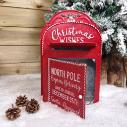 Samuel Alexander Red and White Santa Metal Post Box Christmas Decoration - Size: 39 x 27 x 10cm - Wilko - thumbnail 6