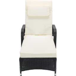 Black Rattan Recliner Sun Lounger with Wheels - Size: 103 x 59 x 196cm - MCC - Wilko - thumbnail 4