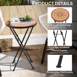 Outsunny Orange Mosaic Garden Coffee Table - Size: 55 x 35.5 x 35.5cm - Wilko - thumbnail 7