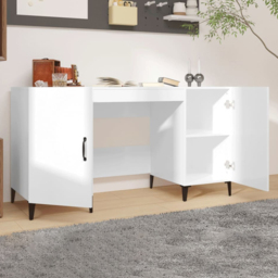 vidaXL 2 Door Computer Desk High Gloss White - Size: 75 x 140 x 50cm - Wilko