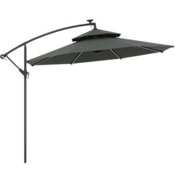Living and Home Dark Grey 2 Tier Solar Light Cantilever Parasol 3m - Wilko