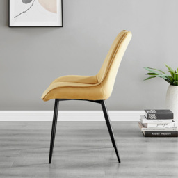 Furniturebox Arona Cesano Marble 6 Seater Round Dining Set White and Mustard - Yellow - Wilko - thumbnail 5