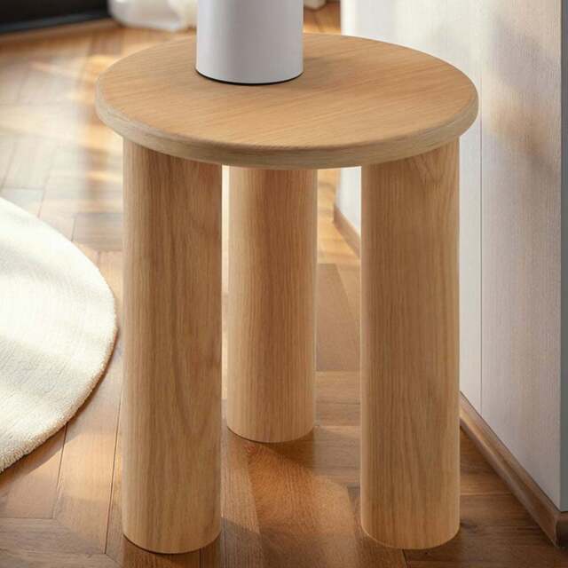 tectake Sisi Round Wooden Side Table - Size: 45.5 x 40 x 40cm - Brown - Wilko - image 1