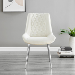Furniturebox Arona Cesano Marble Effect 6 Seater Dining Set White Chrome and Cream - Wilko - thumbnail 4