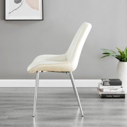 Furniturebox Arona Cesano Marble Effect 6 Seater Dining Set White Chrome and Cream - Wilko - thumbnail 5