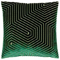 Paoletti Evoke Emerald Cut Velvet Cushion - Size: 45 x 45 cm - Green - Wilko