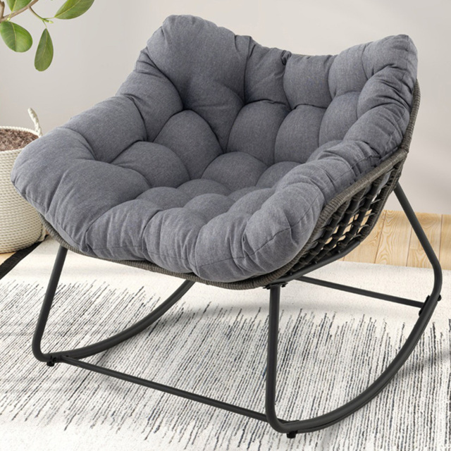 Costway Grey Outdoor Rocking Chair with Removable Cushion - Size: 100 x 98 x 89cm - Wilko - image 1