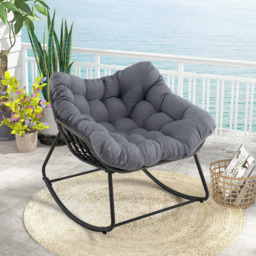 Costway Grey Outdoor Rocking Chair with Removable Cushion - Size: 100 x 98 x 89cm - Wilko - thumbnail 4