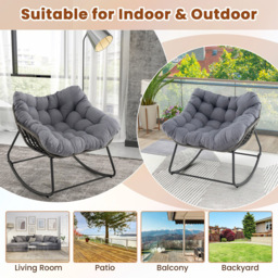 Costway Grey Outdoor Rocking Chair with Removable Cushion - Size: 100 x 98 x 89cm - Wilko - thumbnail 6