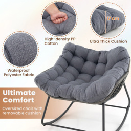 Costway Grey Outdoor Rocking Chair with Removable Cushion - Size: 100 x 98 x 89cm - Wilko - thumbnail 7