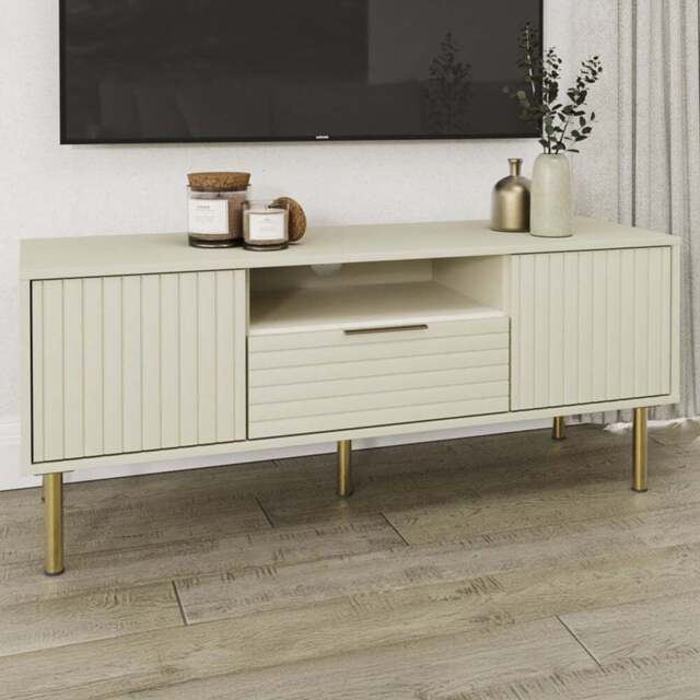 GFW Nervata Cream TV Unit - Size: 49 x 119.5 x 39cm - Wilko - image 1