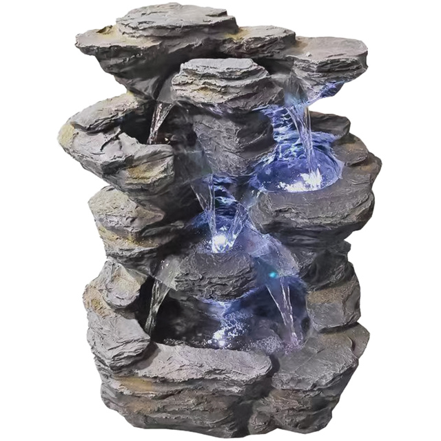 Tranquillity Hoki Solar Powered LED Water Feature - Size: 51 x 43 x 34cm - Grey - Wilko - image 1