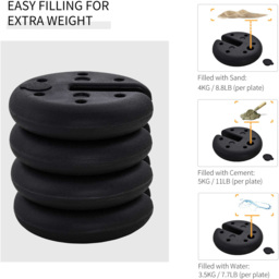 Outsunny Gazebo Sand Fillable Weight Set of 4 - Size: 4 Piece - Black - Wilko - thumbnail 6