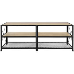 tectake 3 Shelf Light Wooden and Steel TV Stand - Size: 50.5 x 41.5 x 141cm - Brown - Wilko - thumbnail 4