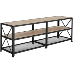 tectake 3 Shelf Light Wooden and Steel TV Stand - Size: 50.5 x 41.5 x 141cm - Brown - Wilko - thumbnail 3
