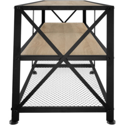 tectake 3 Shelf Light Wooden and Steel TV Stand - Size: 50.5 x 41.5 x 141cm - Brown - Wilko - thumbnail 5