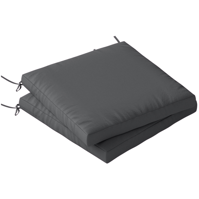 Outsunny Dark Grey Waterproof Garden Chair Cushion 50 x 50cm 2 Pack - Size: 7 x 50 x 50cm - Wilko - image 1