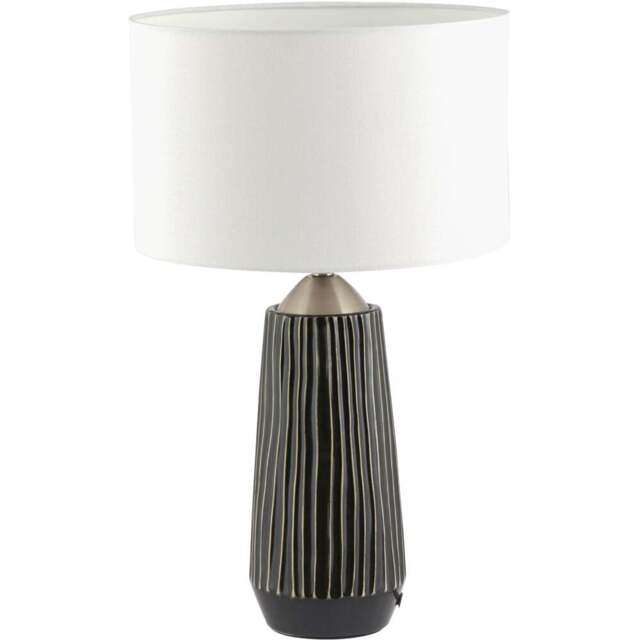 Pacific Lifestyle Artemis Black Textured and Brushed Silver Ceramic Tall Table Lamp - Grey - Wilko - image 1