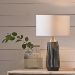 Pacific Lifestyle Artemis Black Textured and Brushed Silver Ceramic Tall Table Lamp - Grey - Wilko - thumbnail 3